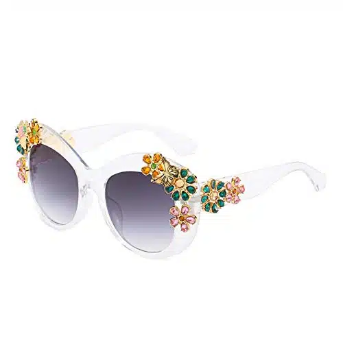 ADE WU Women Luxury Oversized Square Sunglasses Big Designer Sun Glasses Classic Style (White)