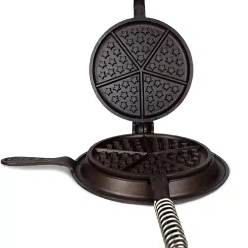 APPALACHIAN CAST IRON Great American Waffle Iron Pre Seasoned, PFOAPTFE Free, Made In USA  Vintage Inspired, inch Stovetop Waffle Iron With Patriotic Design  Perfect holiday gift