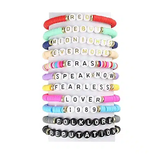 ARZASGO New PCS Taylor Inspired Bracelets Set Friendship Bracelets for Women Girls Eras Tour Anti Hero Fearless Lover Reputation Outfits Jewelry for Swiftie Fans