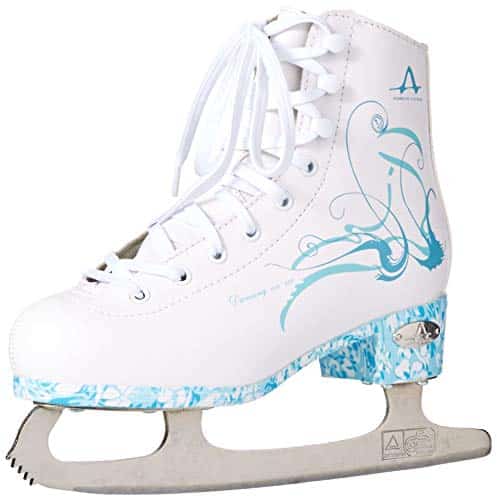 American Athletic Shoe Women's Sumilon Lined Figure Skates with Turquoise Outsole, White, ()