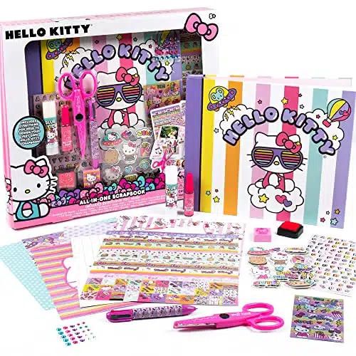 Hello Kitty All in One DIY , Design Your Own Scrapbook with Over Essentials, Great Hello Kitty Toys for Weekend Activity, Photo & Keepsake Album for Kids Ages , , , , , Small, Multicolor