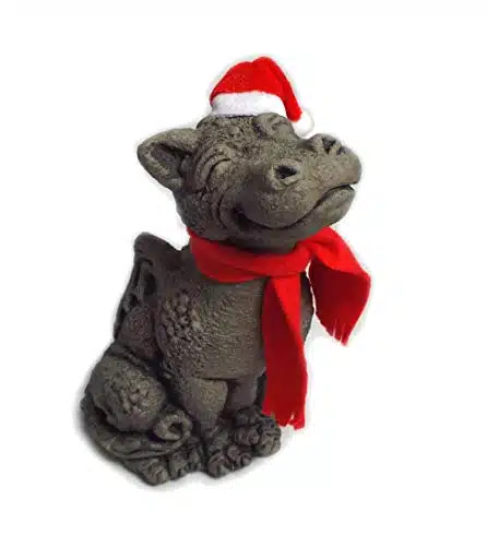 Little Darling Dragon Baby 'Rexy' with Festive Hat and Scarf  Solid Cast Stone Garden Statue   a Great Home or Garden Gift Idea   Durable, Lifelike Sculpture   Fun Exterior and Interior Art