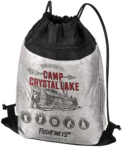 Logovision Friday The Th Camp Crysal Lake Drawstring Backpack Sports Bag Sackpack x , Perfect for Gym, Yoga or Practice