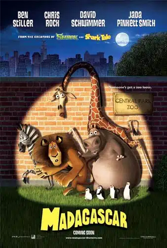 MADAGASCAR Original Movie Poster x  Dbl Sided   Ben Stiller   Chris Rock   David Schwimmer   Jada Pinkett Smith