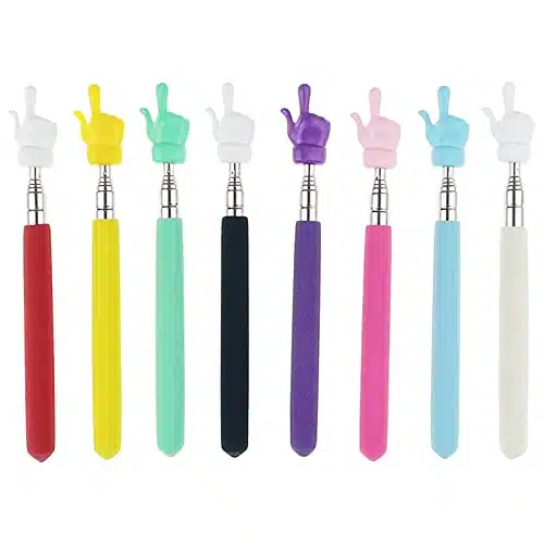 Miokun Pieces Telescopic Teacher Pointer Finger Pointer Stick for Teachers Coach Presenter, Extends to Inches (Colors)