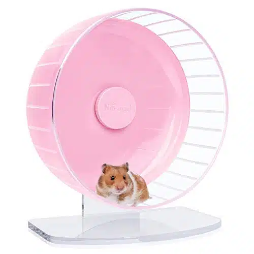 Niteangel Super Silent Hamster Exercise Wheels   Quiet Spinner Hamster Running Wheels with Adjustable Stand for Hamsters Gerbils Mice Or Other Small Animals (L, Pink)