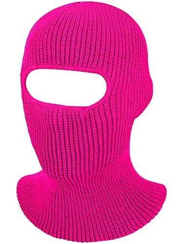 SATINIOR Hole Knitted Full Face Cover Adult Winter Ski Balaclava for Outdoors (Rose Red), Medium