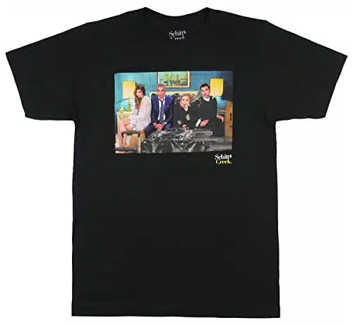 Schitt's Creek Mens' Cast Unhappy Family Photo Graphic T Shirt, Medium Black