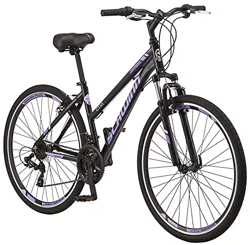 Schwinn GTX Comfort Adult Hybrid Bike for Men and Women, Dual Sport Bicycle, c Wheels, Inch Step Through Aluminum Frame, Speed Twist Shifters, Alloy Linear Pull Brake, Black