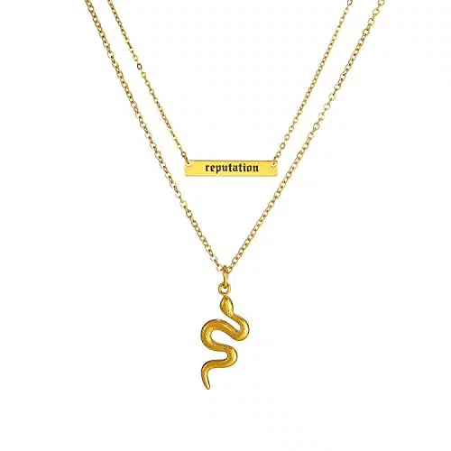 Tyniffer Reputation Snake Necklace for Women Layered Gold Snake Necklace Reputation Necklace Outfit For Eras Music Lover Gift Singer Song Inspired Fans Gift (Reputation Snakeï¼Goldï¼)