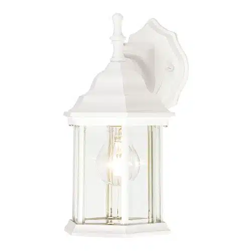 Westinghouse Lighting One Light Exterior Wall Lantern, Textured White Finish on Cast Aluminum with Clear Beveled Glass Panels