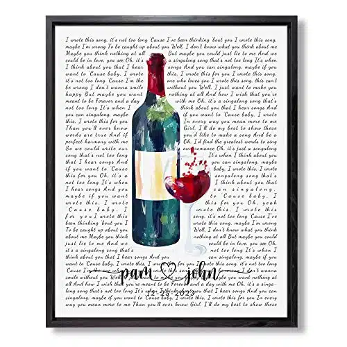 Custom Song Lyrics Red Wine Wall art Photo or Canvas Prints with Couple's Names and Special Date on it,Perfect Present for Anniversary,Wedding,Birthday,Holidays