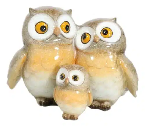 Ebros Gift Whimsical Father and Mother Owls with Baby Owlet Family Trio Figurine Nocturnal Owl Themed Sculpture Nature Animal Bird Figurine Home Decor