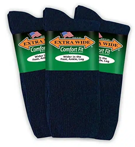 Extra Wide Comfort Fit Athletic Crew (Mid Calf) Socks for Men and Women, For Wide Feet Pick your size, Do not size up