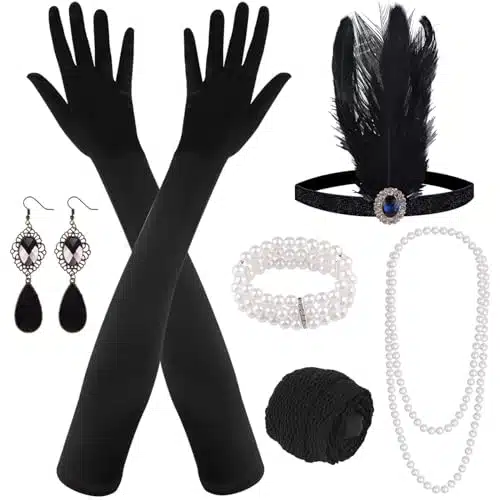 FEPITO s Great Gatsby Accessories Set for Women Flapper Headpiece Headband