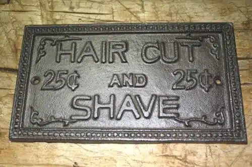 For Cast Iron HAIR CUT & SHAVE CENTS Barber Sign Wall Plaque Man Cave Home Decor Art & Craft Supplies