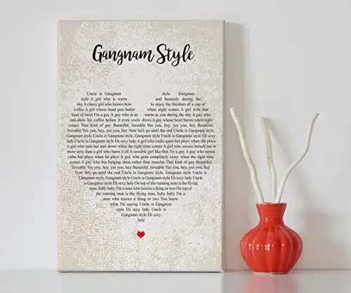 Gangnam Style Song Lyrics   Portrait Gallery Wrapped Framed Canvas Prints   Home Decor Wall Art (x x )