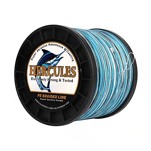 HERCULES Super Cast  Yards Braided Fishing Line LB Test for Saltwater Freshwater PE Braid Fish Lines Superline Strands   Blue Camo, LB (KG), M