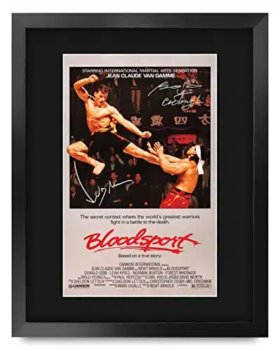 HWC Trading Framed x Print   BloodSport The Cast Jean Claude Van Damme Gifts Mounted Printed Poster Signed Autograph Picture for Movie Memorabilia Fans