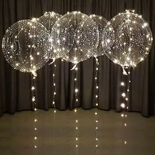 Lightsfevers warm white led balloons with batteries party balloons inch clear balloons transparent balloons for helium or air, wedding balloons