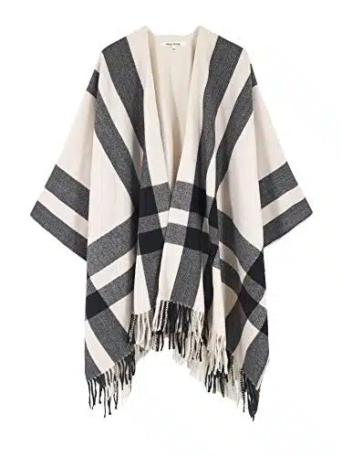 Moss Rose Women's Travel Plaid Shawl Wrap Open Front Poncho Cape for Fall Winter Holiday Gift