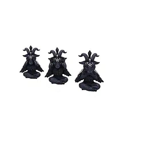 Nemesis Now Cult Cuties Three Wise Baphoboo cm, Resin, Black, Three Wise Baphoboo Figures, Baby Baphomet Figurines, Baphomet Collectibles, Cast in The Finest Resin, Expertly Hand Painted