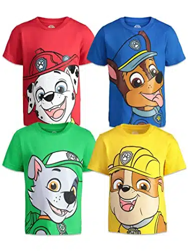 Nickelodeon Paw Patrol Marshall Rubble Rocky Chase Little Boys Pack Graphic T Shirts Chase, Marshall, Rubble & Rocky