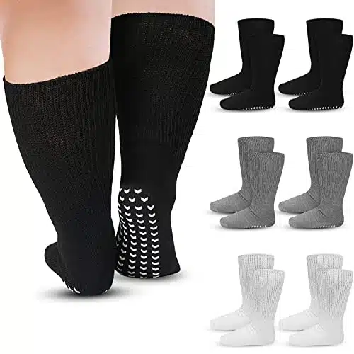 Pairs Extra Width Socks for Swollen Feet Extra Width Hospital Socks Oversized Cotton Socks Non Slip Cast Socks Anti Slip Sock for Men Women Diabetic Elderly Legs Lymphedema Bariatric