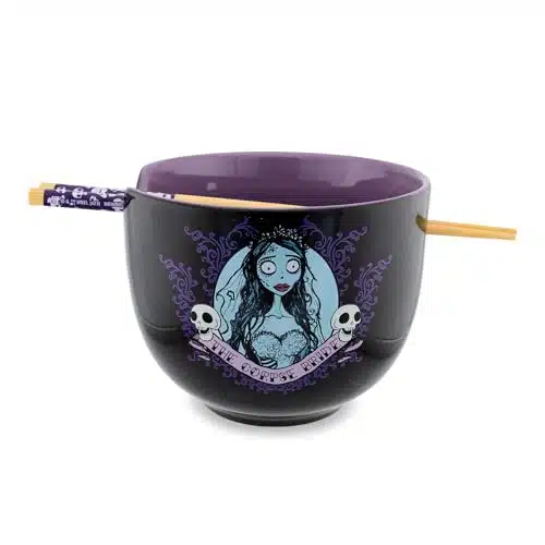 Silver Buffalo Tim Burton's Corpse Bride Emily Ounce Ramen Bowl and Chopstick Set