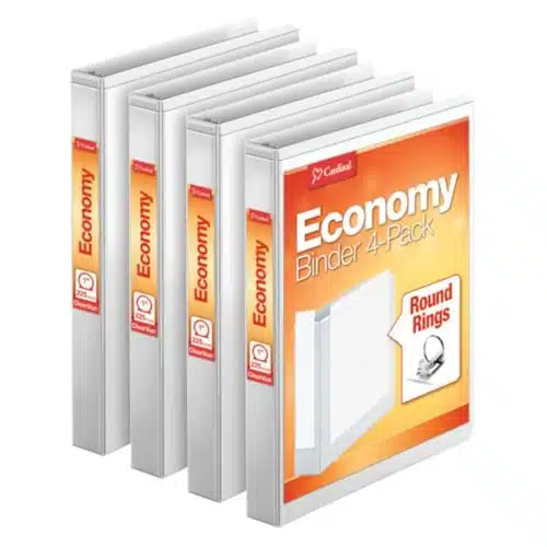 Cardinal Economy Ring Binder, Inch, Presentation View, White, Holds Sheets, Nonstick, PVC Free, Pack of Binders ()