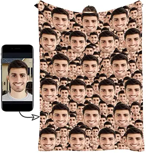 Custom Photo Face Blanket, Personalized Faces All Over Blanket, Funny Face Blanket Super Soft Plush Blanket for Couch, Bed, Sofa Warm and Cozy for All Seasons Gift for Valenti