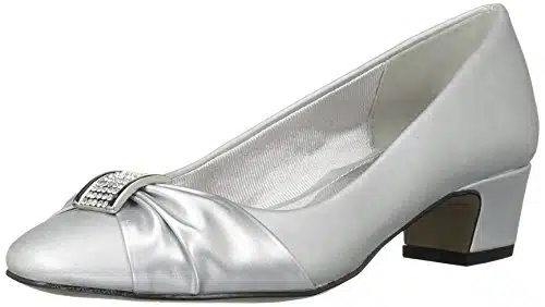 Easy Street Women's Eloise Dress Pump, Silver SatinSilver Easy Flex Dance Sole,