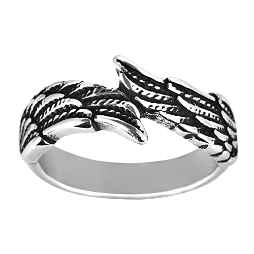 Feather Angel Rings Band Stainless Steel Angel Wing Cast Black Ring Valentine Finger Jewelry For Women&Men