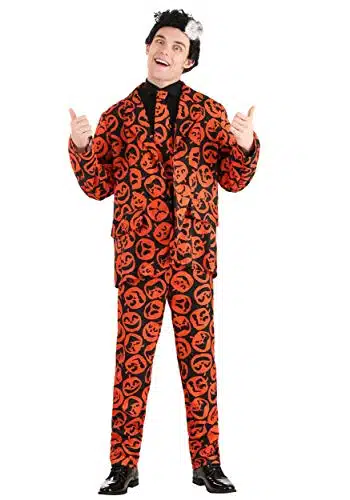 Fun World Men's Licensed Saturday Night Live David S. Pumpkins Adult Costume, Orange, STD. Up to '  lbs.