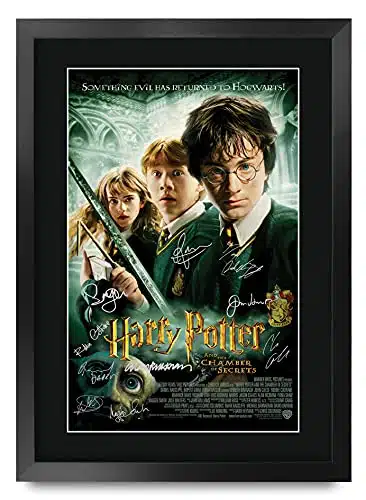 HWC Trading Chamber of Secrets Harry Potter The Cast Daniel Radcliffe Emma Watson Rupert Grint Gifts Printed Poster Signed Autograph Picture for Movie Memorabilia Fans   AFramed