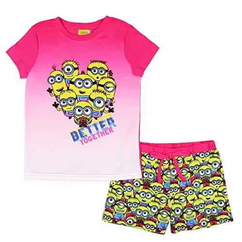 INTIMO Despicable Me Girls' Movie Minions Better Together Sleep Pajama Set Shorts () Multicolored