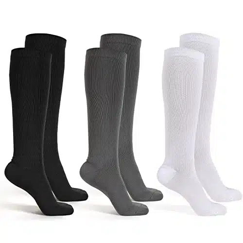 Pair Replacement Sock Liner Walking Boot Sock Breathable Socks for Compression Walking Boot Walker Brace Cast Boot Women and Men, One Size Fits Most, Black, Gray, White