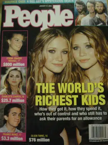 People Magazine Single Issue January , The World's Richest Kids Olsen Twins Frankie Muniz Charlotte Church, Death of Bee Gee's Maurice Gibb