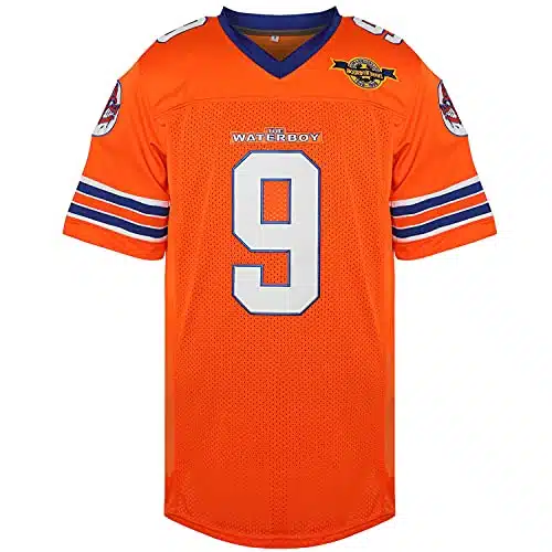 Phoneutrix Bobby Boucher #The Waterboy Adam Sandler Movie Mud Dogs Bourbon Bowl Football Jersey (Orange, X Large)