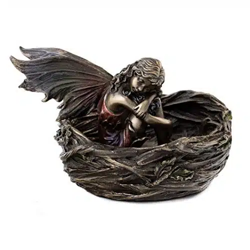 Top Collection Fairy Sleeping in Bird Nest Statue  Mythical Fairy Sculpture in Premium Cold Cast Bronze Inch Collectible Fantasy Creature Figurine