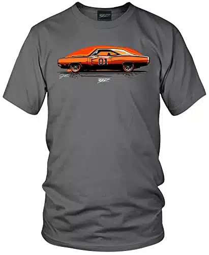 Wicked Metal Dukes Illustrated Front Print, Dukes of Hazzard Shirt, Muscle Car Shirt, Dukes Shirt Grey