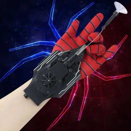 AJJKKA Spider Web Shooters Real,Spider Silk Launcher Wrist Toy for Kids, FT Realistic Web Launcher String, Cool Gadgets String Gloves Shooters Toy for Superhero Role Play (Bla