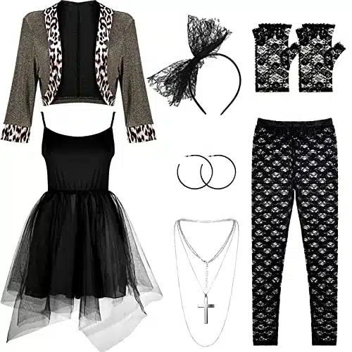 Boyiee Womens s Costume Set Dress Jacket Headband Earrings Necklace Lace Legging Gloves Halloween s Themed Costumes(M)