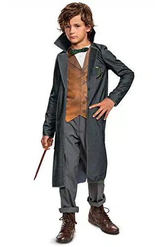 Disguise Newt Scamander Costume for Kids, Deluxe Fantastic Beasts Boys Outfit, Children Size Small () Gray (L)