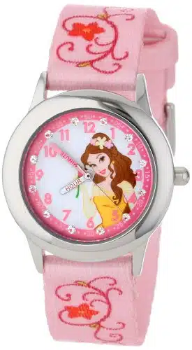 Disney Kids' Belle Glitz Stainless Steel Printed Strap Watch