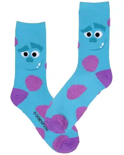 Disney Monsters Inc. Adult Sulley Fuzzy Spots Crew Socks Pair For Men And Women