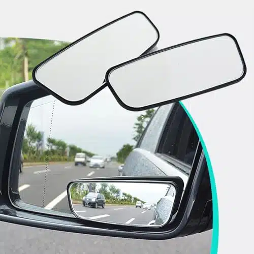 GKmow PCS HD Convex Wide Angle Looking Glass, x Rectangular Curved Blind Spot Mirror, General Motors Parking Aid Tool, Compatible with Most Car Models (Black)