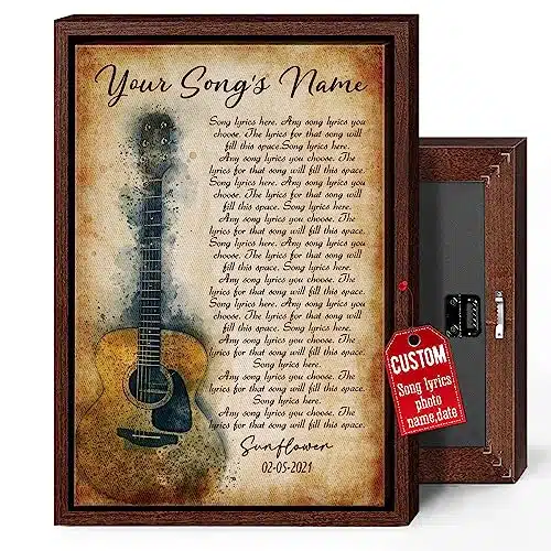 H DEWALL Personalized Canvas With Frame, Customized Song Lyrics Gift For Husband, Vintage Wall Art, Unique Music Poster, Anniversary Present