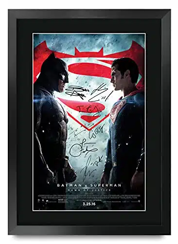 HWC Trading Batman Vs Superman The Cast Ben Affleck Henry Cavill x inch Framed Gifts Printed Poster Signed Autograph Picture for Movie Memorabilia Fans   x Framed