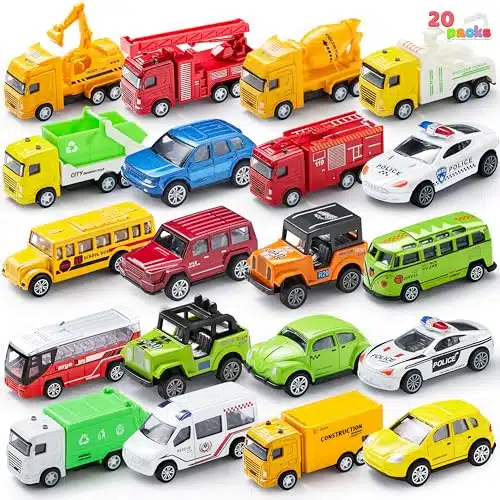 JOYIN PCS Die Cast Metal Pull Back Toy Cars, Vehicle Set for Toddlers, Child Party Favors, Cake Toppers, Stocking Stuffers, Race Cars for Boys, Gift Set for Babies